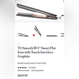 T3 Graphite Smart Flat Iron with Touch Control